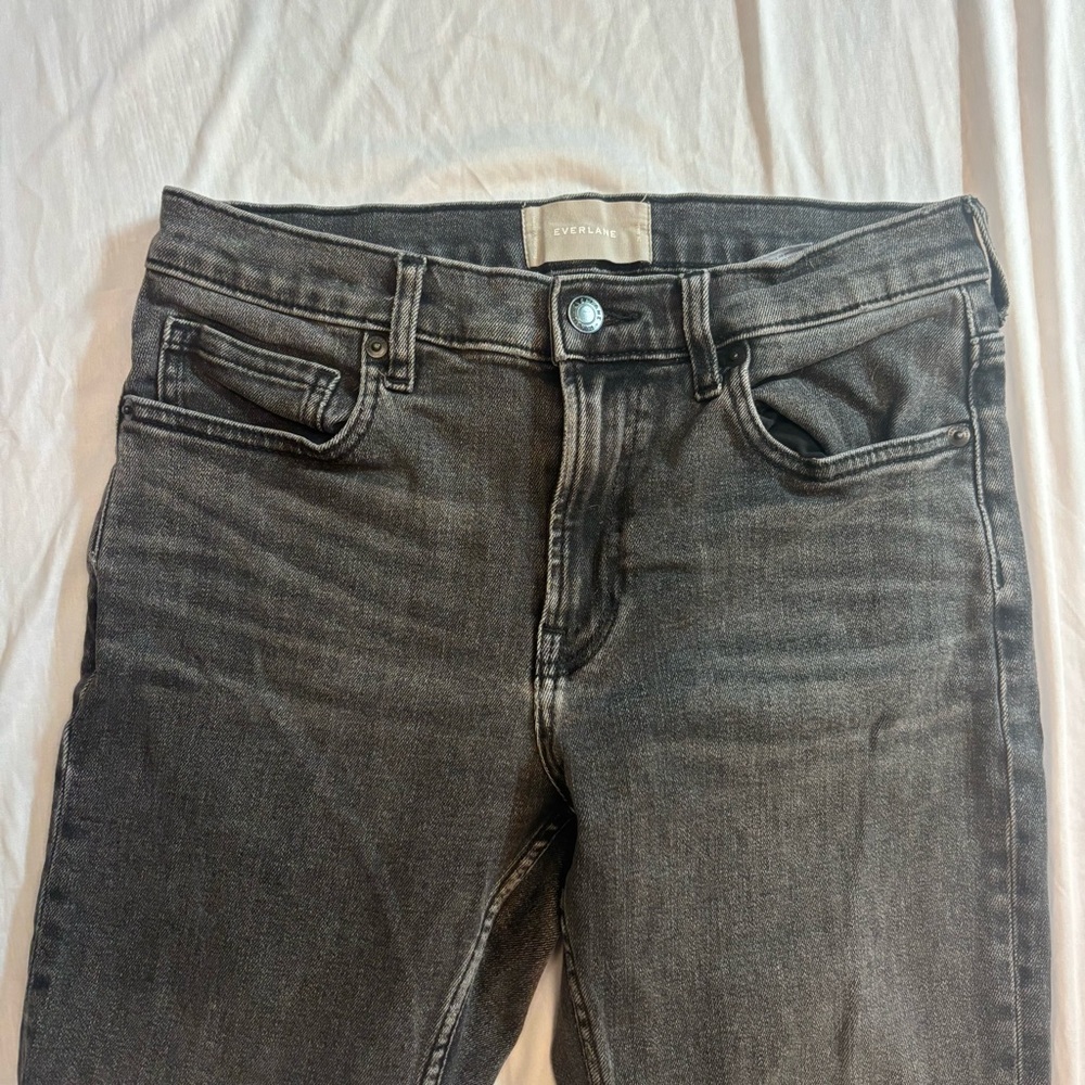 Everlane Women's Mid Rise Skinny Ankle Jeans Black Wash Stretch Denim‎ Jeans 28